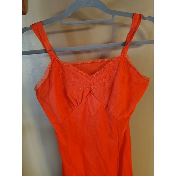 Women's Red Vintage 100% Antron Lingerie Nightgown Sleeveless by Charmode, 36 - Picture 2 of 6